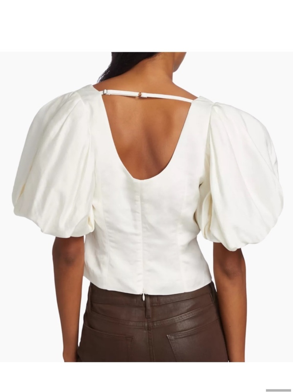 Frame Denim White Puff-Sleeve Scoop-Back tp